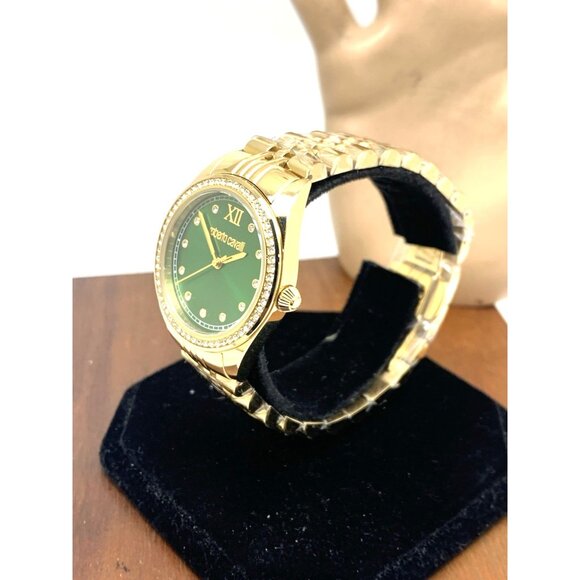 Roberto Cavalli Women's Watch 5L036 Green Dial Quartz Gold Stainless Steel 31mm - Picture 2 of 13